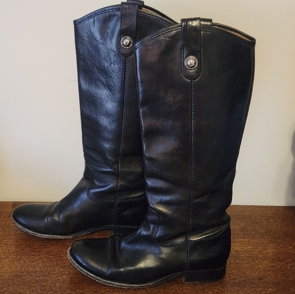 Frye Black Leather Pull On Boots Size 6